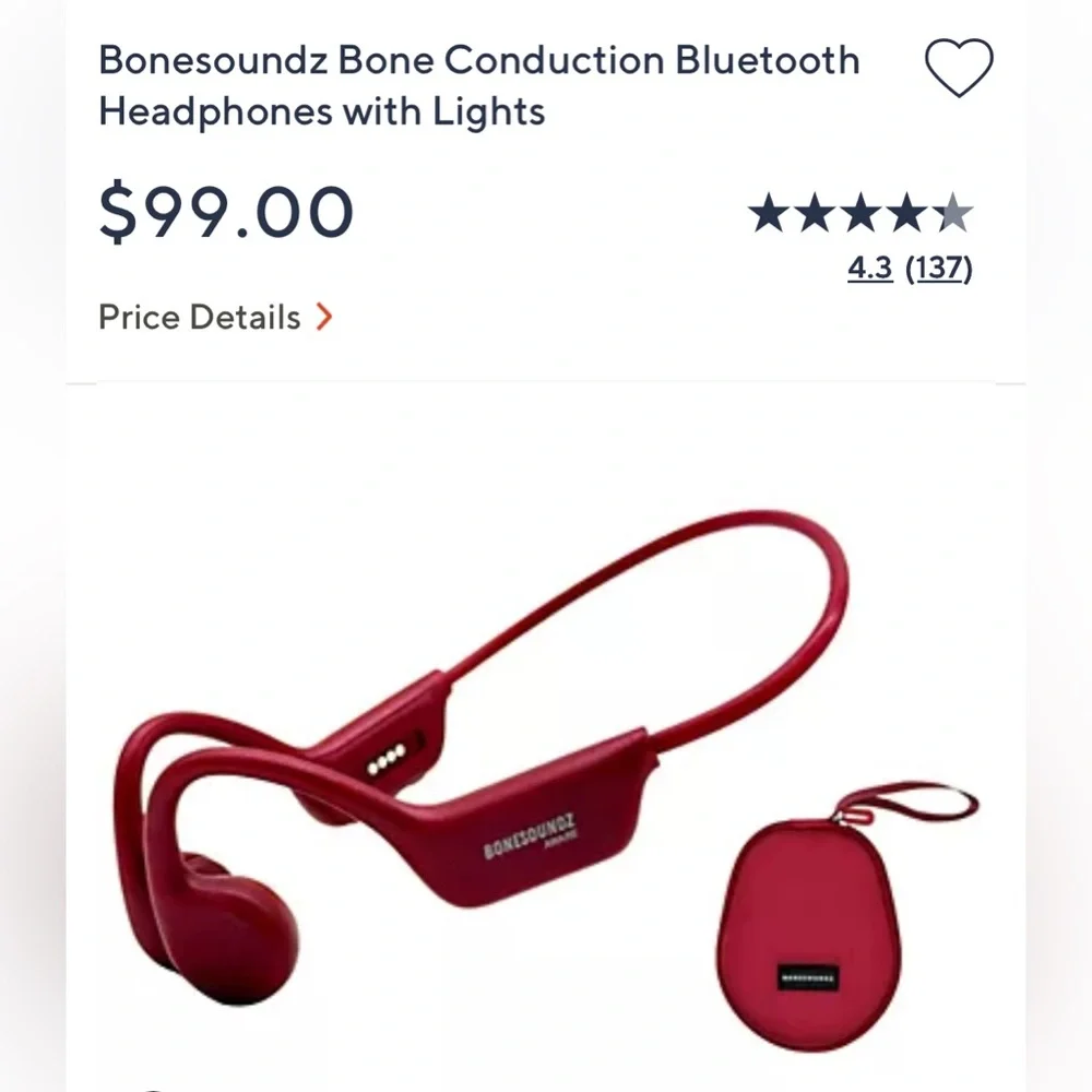Wireless Red Bone Conduction Headphones
